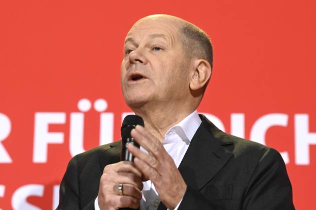 Olaf Scholz bei der Pressekonferenz zum Beschluss des SPD-Wahlprogramms für die Bundestagswahl 2025 im Willy-Brandt-Haus. Berlin, 17.12.2024