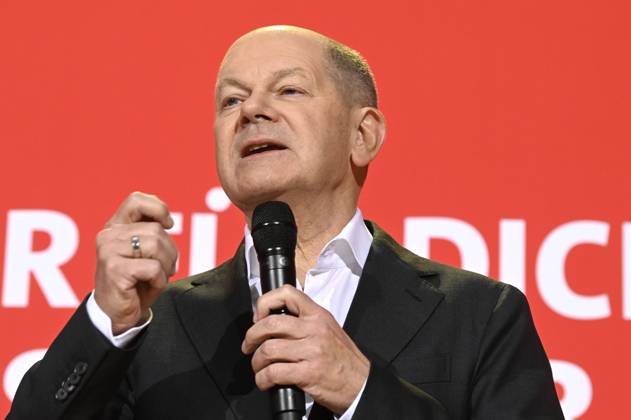 Olaf Scholz bei der Pressekonferenz zum Beschluss des SPD-Wahlprogramms für die Bundestagswahl 2025 im Willy-Brandt-Haus. Berlin, 17.12.2024