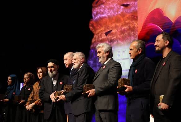 Turkish President Recep Tayyip Erdogan attends the 2024 Necip Fazil Awards Ceremony Turkish President Recep Tayyip Erdogan attends the 2024 Necip Fazil Awards Ceremony, Turkey, on Jan. 4, 2025, Photo by Turkish presidency apaimages Istanbul Istanbul Turkey 040125_Turkey_TPO_00(3) Copyright: xapaimagesxTurkishxpresidencyx xapaimagesx