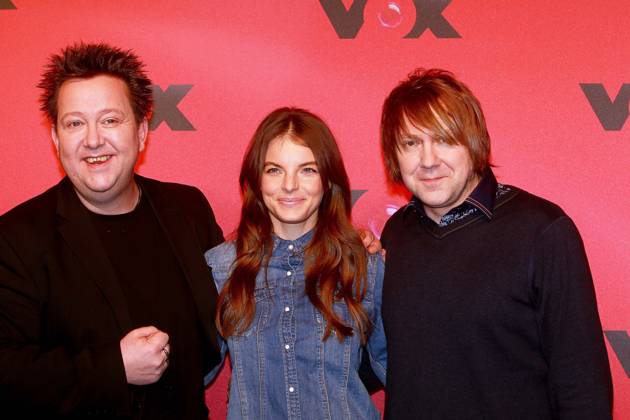 Berlin - Die Musiker Sebastian Krumbiegel, Yvonne catterfeld und Tobias Künzel posieren im Rahmen einer VOX-Pressekonferenz am 23.02.2015 in Berlin. Foto: Joerg Krauthoefer Berlin Germany