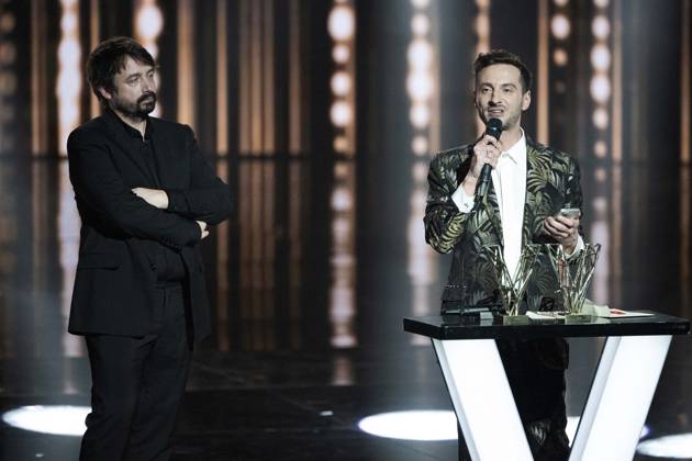 40th Les Victoires De La Musique-Boulogne-Billancourt Thomas Jolly and Victor le Masne celebrate on stage after receiving the concert of the year award for the Opening and closing ceremony of the 2024 Olympic Games during the 40th Les Victoires De La Musique at La Seine Musicale on February 14, 2025 in Boulogne-Billancourt, France. Photo by David NIVIERE ABACAPRESS.COM BOULOGNE-BILLANCOURT France  Copyright: xNivierexDavid ABACAPRESS.COMx