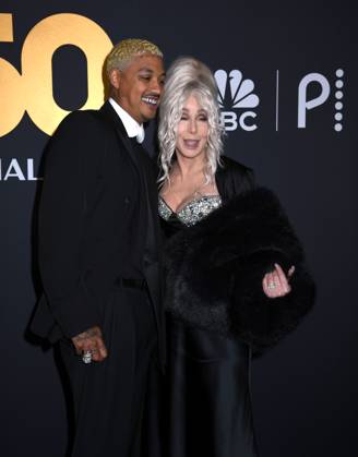 February 16, 2025, New York, New York, Unites States: Alexander Edwards and Cher attend the SNL50: The Anniversary Show at 30 Rockefeller Plaza in New York. February 16, 2025. New York Unites States - ZUMAp281 20250216_zea_p281_098 Copyright: xPhotoxImagexPressx