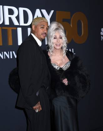 February 16, 2025, New York, New York, Unites States: Alexander Edwards and Cher attend the SNL50: The Anniversary Show at 30 Rockefeller Plaza in New York. February 16, 2025. New York Unites States - ZUMAp281 20250216_zea_p281_100 Copyright: xPhotoxImagexPressx