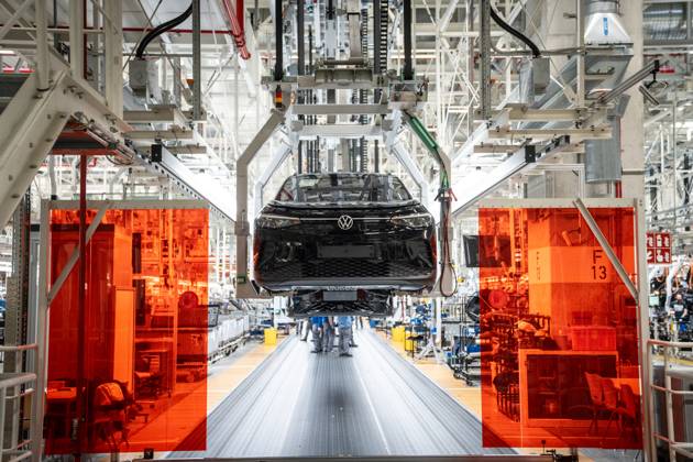 Kombinierte Produktionslinie für die Elektrofahrzeuge ID.4 und ID.7 im Emder Volkswagen-Werk;Kombinierte Produktionslinie für die Elektrofahrzeuge ID.4 und ID.7 im Emder Volkswagen-Werk, Emden Niedersachsen Deutschland VW-Werk