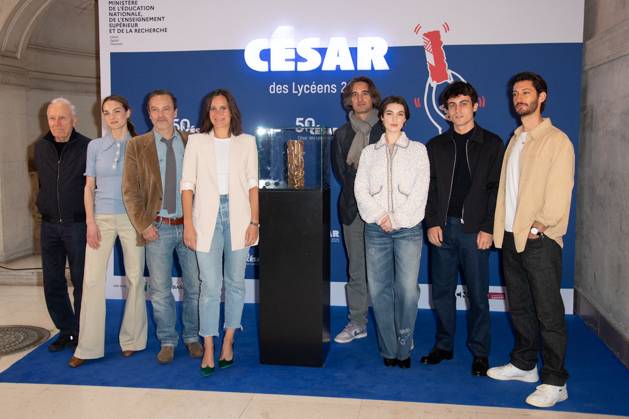 Cesar Des Lyceens 2025 Jerome Seydoux, Adele Simphal, Patrick Mille, Julie de Bona, Anamaria Vartolomei, Julien de Saint Jean and Pierre Niney attending the Le Comte De Monte-Christo - Cesar Des Lyceens 2025 at La Sorbonne University in Paris, France on March 26, 2025. Photo by Aurore Marechal ABACAPRESS.COM Paris France  Copyright: xMarechalxAurore ABACAx