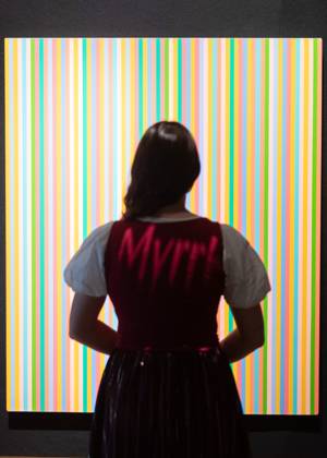 Bonhams 20th 21st Century Art Day Evening Sales Highlights Photocall - Bonhams, London A staff member views Myrrh by Bridget Riley (est £1.5m -£2.5m) which is to go on auction at Bonhams 20th 21st Century Art Day Evening Sales at Bonhams in London, England, UK on Monday 31 March, 2025., Credit:Justin Ng Avalon UK, England, London, Bonhams Copyright: xJustinxNgx xAvalonx 0981806173