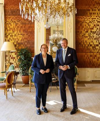 03-04-2025 HtB King Willem-Alexander during a meeting with the President of the Federal Council of the Federal Republic of Germany, Anke Rehlinger, at palace Huis ten Bosch in The Hague. Â Copyright: xPPEx