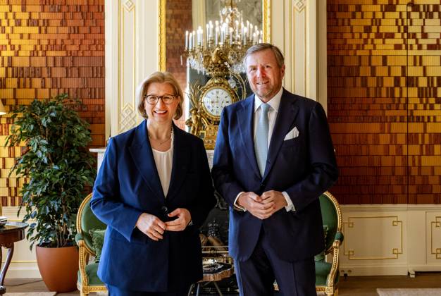 03-04-2025 HtB King Willem-Alexander during a meeting with the President of the Federal Council of the Federal Republic of Germany, Anke Rehlinger, at palace Huis ten Bosch in The Hague. Â Copyright: xPPEx