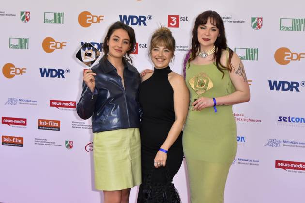 Jana Forkel, Elsa van Damke, Marie Bloching, (Angemessen Angry) Preistraeger zu Gast bei der Verleihung des 61.Grimme Preis am 04.04.2025 in Marl NRW Deutschland