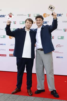 Jonathan Schörnig und Johannes Filous bei der 61. Verleihung des Grimme Preises 2025 im Theater Marl. Marl, 04.04.2025