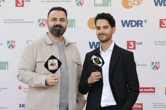 Bilal Bahadir und Cagdas Eren Yüksel bei der 61. Verleihung des Grimme Preises 2025 im Theater Marl. Marl, 04.04.2025
