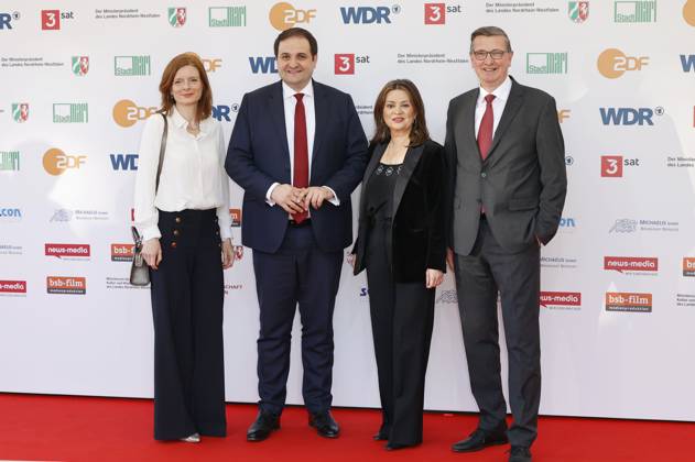 Katrin Vernau, Nathanael Liminski, Cigdem Uzunoglu und Martin Rabanus bei der 61. Verleihung des Grimme Preises 2025 im Theater Marl. Marl, 04.04.2025