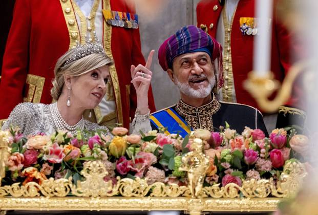 Bilder des Jahres 2025, Entertainment 04 April Entertainment Themen der Woche KW16 Entertainment Bilder des Tages 15-04-2025 Gala Queen Maxima with Sultan Haitham bin Tarik of Oman during the statebanquet at the Royal palace in Amsterdam on the 1st day of the 2 day statevisit. Â  Copyright: xPPEx