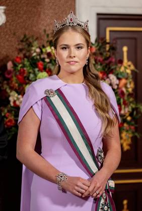 Bilder des Jahres 2025, Entertainment 04 April Entertainment Themen der Woche KW16 Entertainment Bilder des Tages 15-04-2025 Gala Princess Amalia with Sultan Haitham bin Tarik of Oman during the statebanquet at the Royal palace in Amsterdam on the 1st day of the 2 day statevisit. Â  Copyright: xPPEx