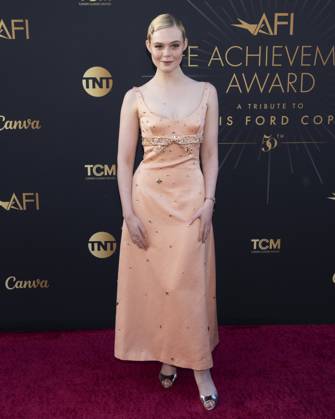 AFI Life Achievement Award Ceremony Honoring Francis Ford Coppola 26 April 2025 - Hollywood, California - Elle Fanning. AFI Life Achievement Award Ceremony Honoring Francis Ford Coppola at TCL Chinese Theatre. Photo Credit: Billy Bennight AdMedia Hollywood California United States EDITORIAL USE ONLY  Copyright: xx BillyxBennightx admphotostwo928310