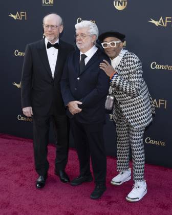 AFI Life Achievement Award Ceremony Honoring Francis Ford Coppola 26 April 2025 - Hollywood, California - (L-R) Ron Howard, George Lucas and Spike Lee. AFI Life Achievement Award Ceremony Honoring Francis Ford Coppola at TCL Chinese Theatre. Photo Credit: Billy Bennight AdMedia Hollywood California United States EDITORIAL USE ONLY  Copyright: xx BillyxBennightx admphotostwo928326