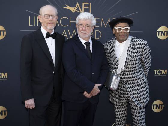 April 26, 2025, Hollywood, California, USA: (L-R) Ron Howard, George Lucas and Spike Lee attend the AFI Life Achievement Award Ceremony Honoring Francis Ford Coppola. Hollywood USA - ZUMAb173 20250426_aap_b173_004 Copyright: xBillyxBennightx