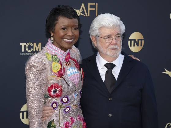 April 26, 2025, Hollywood, California, USA: Mellody Hobson and George Lucas attend the AFI Life Achievement Award Ceremony Honoring Francis Ford Coppola. Hollywood USA - ZUMAb173 20250426_aap_b173_006 Copyright: xBillyxBennightx