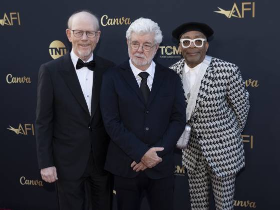 April 26, 2025, Hollywood, California, USA: (L-R) Ron Howard, George Lucas and Spike Lee attend the AFI Life Achievement Award Ceremony Honoring Francis Ford Coppola. Hollywood USA - ZUMAb173 20250426_aap_b173_009 Copyright: xBillyxBennightx