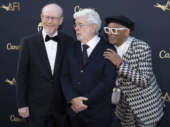 AFI Life Achievement Award Ceremony Honoring Francis Ford Coppola 26 April 2025 - Hollywood, California - (L-R) Ron Howard, George Lucas and Spike Lee. AFI Life Achievement Award Ceremony Honoring Francis Ford Coppola at TCL Chinese Theatre. Photo Credit: Billy Bennight AdMedia Hollywood California United States EDITORIAL USE ONLY  Copyright: xx BillyxBennightx admphotostwo928430