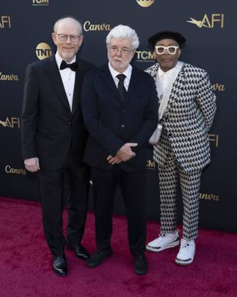 April 26, 2025, Hollywood, California, USA: (L-R) Ron Howard, George Lucas and Spike Lee attend the AFI Life Achievement Award Ceremony Honoring Francis Ford Coppola. Hollywood USA - ZUMAb173 20250426_aap_b173_032 Copyright: xBillyxBennightx