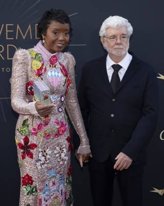 April 26, 2025, Hollywood, California, USA: Mellody Hobson and George Lucas attend the AFI Life Achievement Award Ceremony Honoring Francis Ford Coppola. Hollywood USA - ZUMAb173 20250426_aap_b173_045 Copyright: xBillyxBennightx