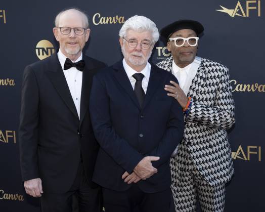 April 26, 2025, Hollywood, California, USA: (L-R) Ron Howard, George Lucas and Spike Lee attend the AFI Life Achievement Award Ceremony Honoring Francis Ford Coppola. Hollywood USA - ZUMAb173 20250426_aap_b173_055 Copyright: xBillyxBennightx