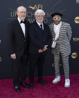 April 26, 2025, Hollywood, California, USA: (L-R) Ron Howard, George Lucas and Spike Lee attend the AFI Life Achievement Award Ceremony Honoring Francis Ford Coppola. Hollywood USA - ZUMAb173 20250426_aap_b173_113 Copyright: xBillyxBennightx