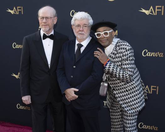 April 26, 2025, Hollywood, California, USA: (L-R) Ron Howard, George Lucas and Spike Lee attend the AFI Life Achievement Award Ceremony Honoring Francis Ford Coppola. Hollywood USA - ZUMAb173 20250426_aap_b173_119 Copyright: xBillyxBennightx