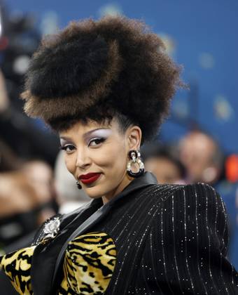 Doja Cat arrives on the red carpet at the 2025 Met Gala celebrating the opening of Superfine: Tailoring Black Style at The Metropolitan Museum of Art on Monday, May 5, 2025 in New York City.  NYP20250505116 JOHNxANGELILLO