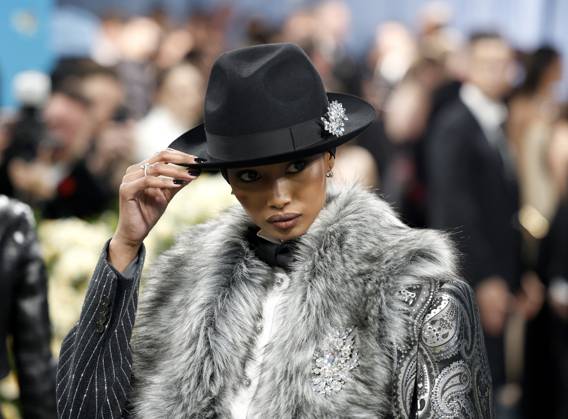 Ugbad Abdi arrives on the red carpet at the 2025 Met Gala celebrating the opening of Superfine: Tailoring Black Style at The Metropolitan Museum of Art on Monday, May 5, 2025 in New York City.  NYP20250505133 JOHNxANGELILLO