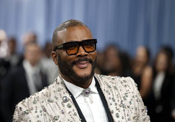 Tyler Perry arrives on the red carpet at the 2025 Met Gala celebrating the opening of Superfine: Tailoring Black Style at The Metropolitan Museum of Art on Monday, May 5, 2025 in New York City.  NYP20250505158 JOHNxANGELILLO