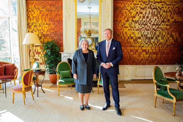 06-05-2025 HtB King Willem-Alexander during a meeting with the Governor General of Canada, Mary Simon, at Huis ten Bosch palace in The Hague. Â Copyright: xPPEx