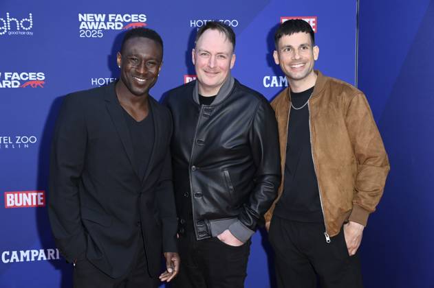 Jerry Kwarteng, Martin Stange und Arne Gottschling bei der Verleihung der Bunte New Faces Awards Film 2025 im Delphi Filmpalast. Berlin, 08.05.2025