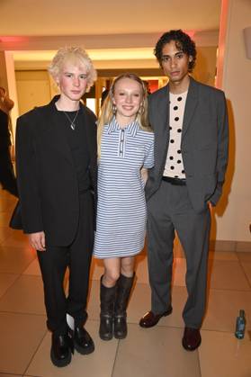 Philip Günsch, Mina Giselle Rüffer und Zethphan Smith-Gneist bei der Verleihung der Bunte New Faces Awards Film 2025 im Delphi Filmpalast. Berlin, 08.05.2025