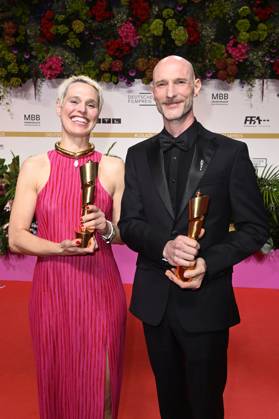Melanie Raab und Julian R. Wagner bei der 75. Verleihung des Deutschen Filmpreises 2025 im Theater am Potsdamer Platz. Berlin, 09.05.2025