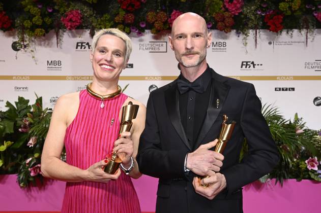 Melanie Raab und Julian R. Wagner bei der 75. Verleihung des Deutschen Filmpreises 2025 im Theater am Potsdamer Platz. Berlin, 09.05.2025