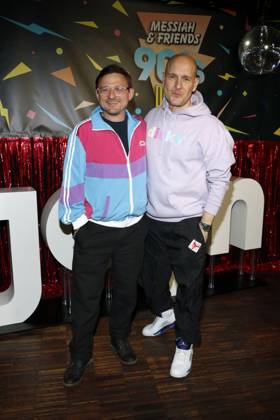 Flöorian Lukas und Oli P. ( Oli Petszokat) beim Photocall zur Premiere der ersten Staffel der JOYN Serie Messiah Superstar im Bi Nuu Berlin am 15. Mai 2025