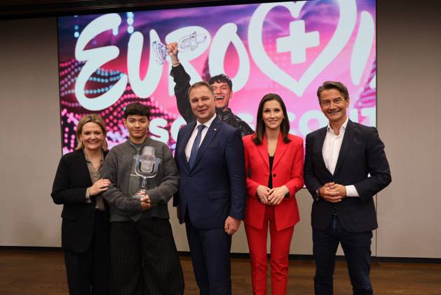 Song Contest Sieger 2025 JJ Empfang in Wien Wien, ORF, 18. 05. 2025 Stefanie GROISS HOROWIZT, JJ , Andreas BABLER, Roland WEIßMANN