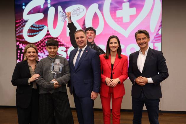 Song Contest Sieger 2025 JJ Empfang in Wien Wien, ORF, 18. 05. 2025 Stefanie GROISS HOROWIZT, JJ , Andreas BABLER, Roland WEIßMANN