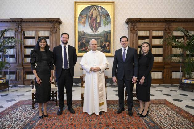 Bilder des Jahres 2025, News 05 Mai News Themen der Woche KW21 News Bilder des Tages ITALY - POPE LEO XIV RECEIVES IN PRIVATE AUDIENCE H.E.MR JANES DAVID VANCE, VICE PRESIDENT OF THE UNITED STATES OF AMERICA AND H.E.MR NARCO RUBIO AT THE VATICAN - 2025 5 19 Italy, Rome,Vatican 2025 5 19 Pope Leo XIV receives in private audience H.E. Mr. James David Vance, Vice President of the United States of America and H.E. Mr. Marco Rubio, Secretary of State of the United States of America at The Vatican , EDITORIAL USE ONLY - NO BOOKS Copyright: xALESSIAxGIULIANIx