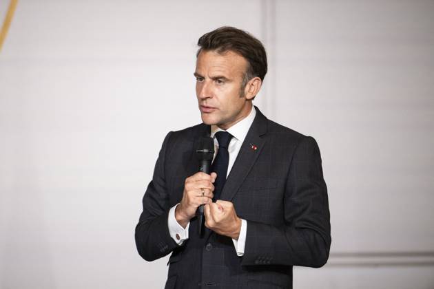 Non Au Harcelement Awards Ceremony - Paris French President Emmanuel Macron speaks at the No to Bullying award ceremony at the Elysee Palace in Paris, France, 21 May 2025. France s Ministry of National Education organizes each year the Non au harcelement (No to Bullying) contest in schools to raise awareness and promote values such as kindness and inclusion. Photo by Eliot Blondet ABACAPRESS.COM Paris France France  Copyright: xBlondetxEliot ABACAx