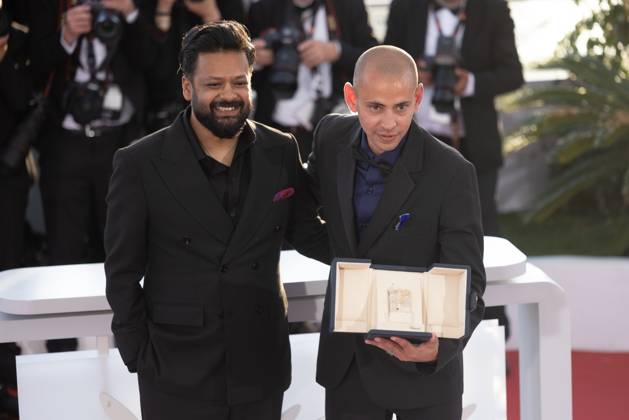 78. Internationalen Filmfestspiele von Cannes 2025 - Awards Cannes, Frankreich - 24.5.2024: Adnan Al Rajeev und Tawfeek Barhom, Gewinner des Kurzfilm-Preises für den Film - I m Glad You re Dead Now - während des Photocalls mit den Awards während der Abschlusszeremonie während der 78. Internationalen Filmfestspiele von Cannes. Die 78. Internationalen Filmfestspiele von Cannes finden vom 13. bis 24. Mai 2025 statt. Provence-Alpes-Cote d Azur