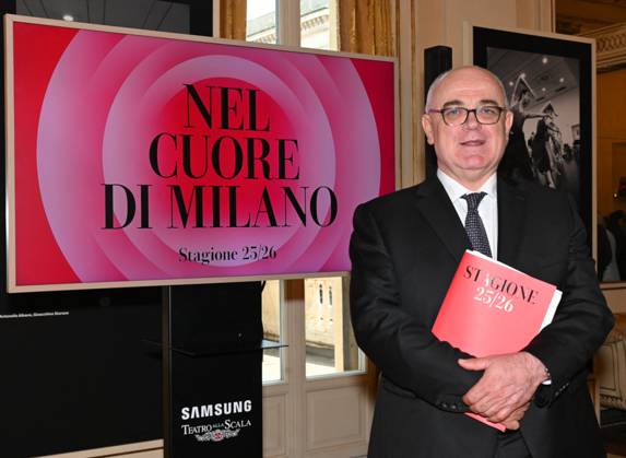Milan,Italy Teatro alla Scala presentation of the 2025-2026 institutional season Milan, Italy Teatro alla Scala presentation of the 2025-2026 season institutional conference In the photo: Fortunata Ortombina superintendent and artistic director Teatro alla Scala Milan Italy Copyright: xIPA ABACAx