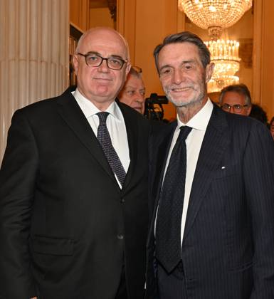 Milan,Italy Teatro alla Scala presentation of the 2025-2026 institutional season Milan, Italy Teatro alla Scala presentation of the 2025-2026 season institutional conference In the photo: Fortunata Ortombina superintendent and artistic director Teatro alla Scala with Attilio Fontana president governor of the Lombardy Region Milan Italy Copyright: xIPA ABACAx