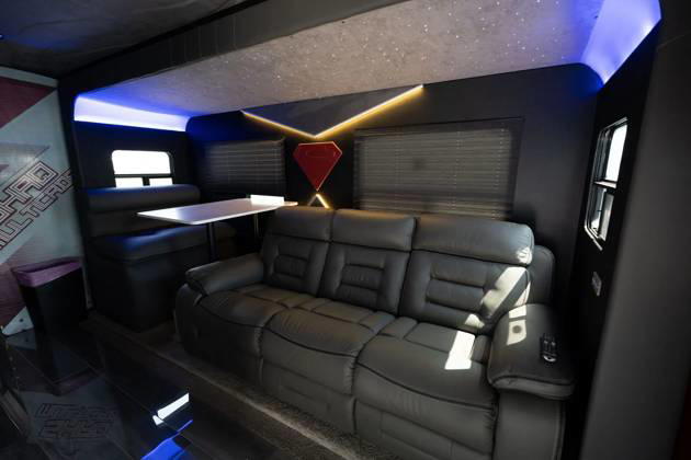 Shaquille O Neal s custom touring truck fitted with DJ decks and flat screen TVs for sale Story from Jam Press (Shaq Truck) Pictured: Inside Shaquille O Neal s custom touring truck. Shaquille O Neal s custom touring truck fitted with DJ decks and flat screen TVs for sale Shaquille O Neal s custom touring truck fitted with DJ decks and flat screen TVs is for sale. The NBA legend™s old 2008 Freightliner Columbia RV Conversion is currently up for auction. The former LA Lakers star used the truck for touring around the US. It is plastered in a vinyl wrap featuring images of the 7ft1 superstar. It runs on the fuel which inspired one of the NBA stars many nicknames ˜Shaq Diesel™ linking to his powerful play style on the court. The Copyright: xJamxPress bringatrailer.com