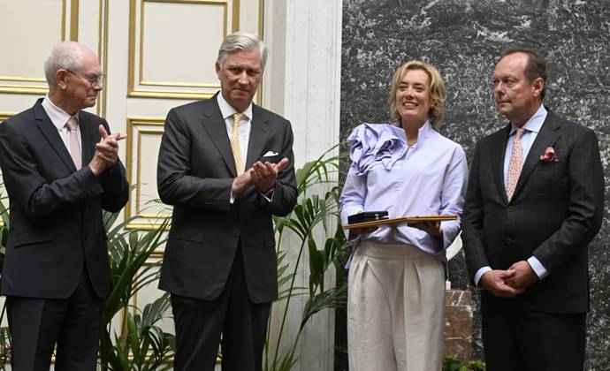 Presentation Of The 2025 Francqui Prize BRUSSELS, BELGIUM - JUNE 12 : King Philippe presents the Francqui 2025 Prize in Human Sciences to Professor Ine Van Hoyweghen of the Katholieke Universiteit Leuven, at the Palais des Académies in Brussels. Professor Ine Van Hoyweghen receives this prize for her interdisciplinary work on the social and ethical dimensions of biomedical sciences and technological innovation..on June 12, 2025 in Brussels, Belgium, 12 06 2025 Brussels Belgium  Copyright: xBertxVanxDenxBrouckex