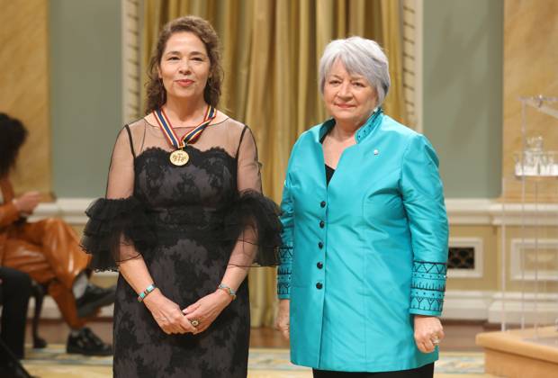 June 13, 2025, Ottawa, On, Canada: Governor General Mary Simon presents multidisciplinary artist Sandra Laronde with the Lifetime Artistic Achievement Award during the Governor General s Performing Arts Awards ceremony at Rideau Hall in Ottawa, on Friday, June 13, 2025. Ottawa Canada  - ZUMAc35_ 20250613_zaf_c35_157 Copyright: xPatrickxDoylex