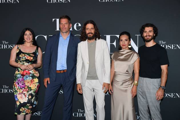 Rome, Cinema Adriano Premiere of the Series The Chosen The Last Supper , In the photo: Elizabeth Tabish Dallas Jenkins Jonathan Roumie Vanessa Bonavente George Harrison Xanthis Copyright: xVincenzoxLandix xipa-agency.netx xVincenzoxLandix IPA_Agency_IPA59399305