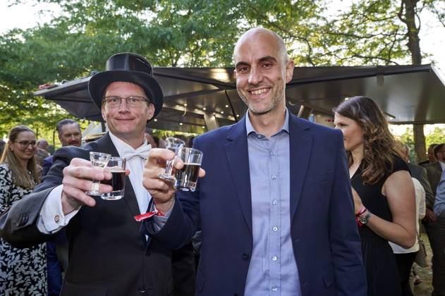 Marko Tatomirovic und Belit Onay beim Sommerfest der Landesvertretung Niedersachsen in der Vertretung des Landes Niedersachsen beim Bund. Berlin, 23.06.2025